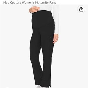 Med Couture maternity scrub pant size S black full panel high waist bootleg